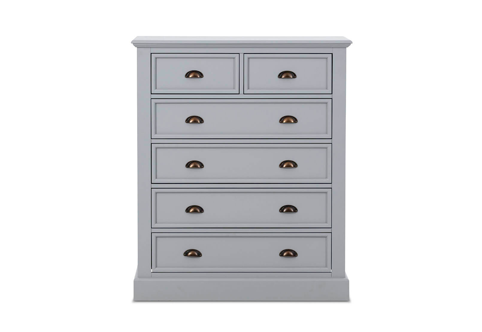 CHRYSTELLE 6 DRAWER TALL CHEST LIGHT GREY