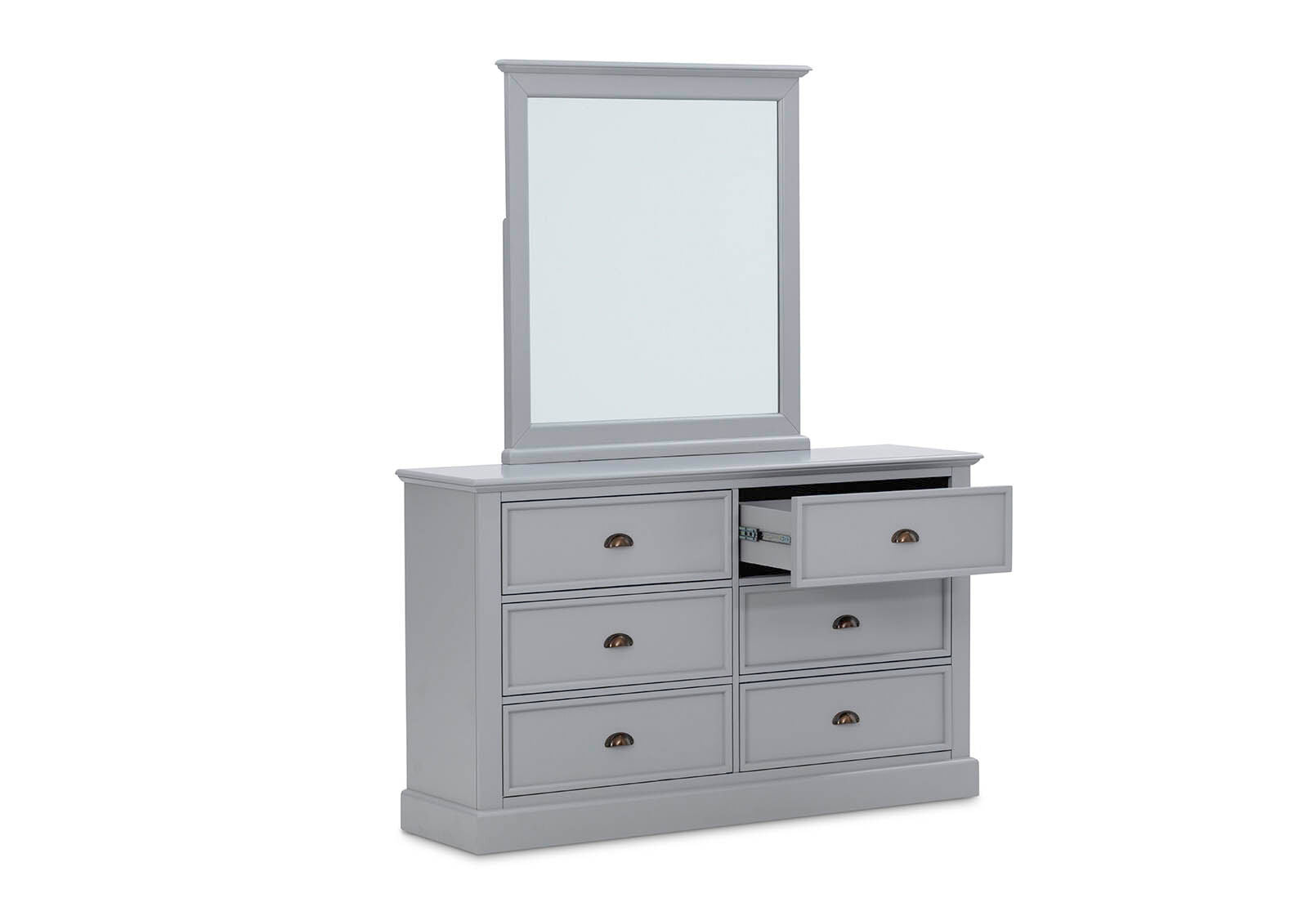 CHRYSTELLE DRESSER WITH MIRROR LIGHT GREY