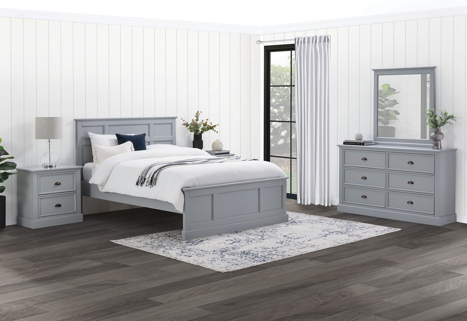 CHRYSTELLE DRESSER WITH MIRROR LIGHT GREY