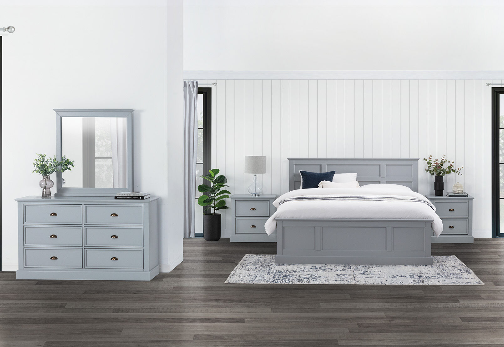 CHRYSTELLE DRESSER WITH MIRROR LIGHT GREY