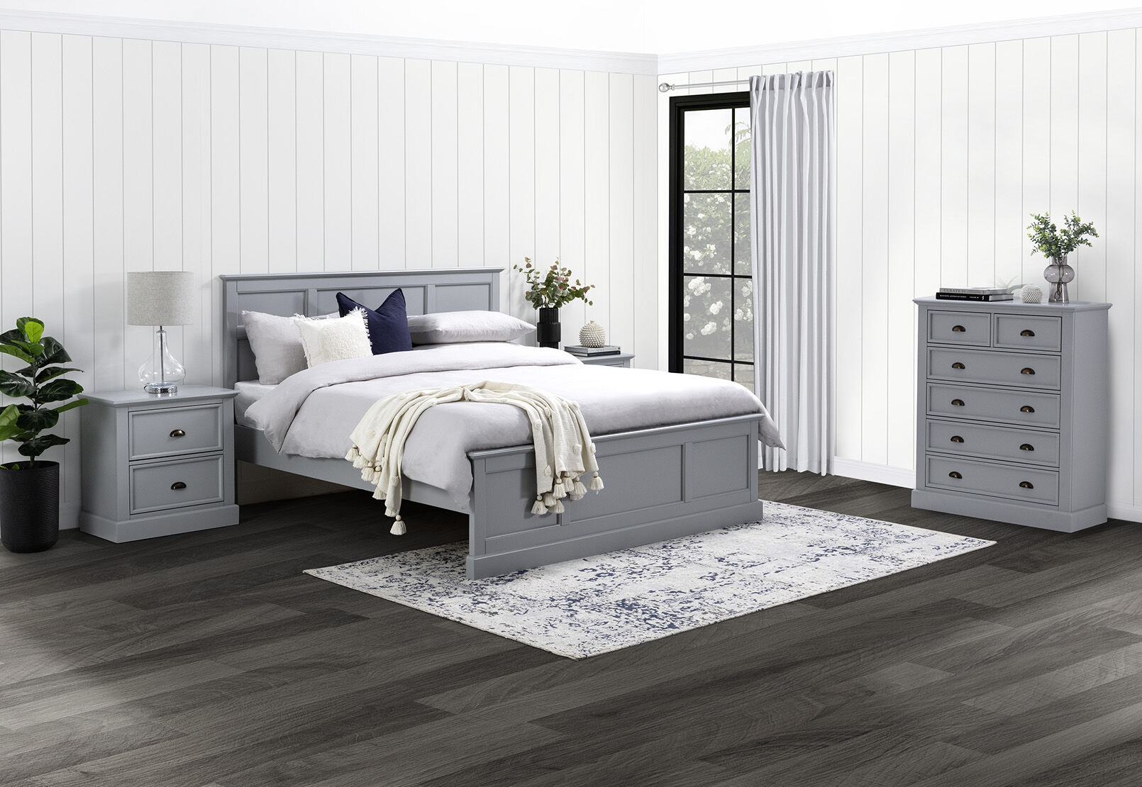 CHRYSTELLE KING BED LIGHT GREY