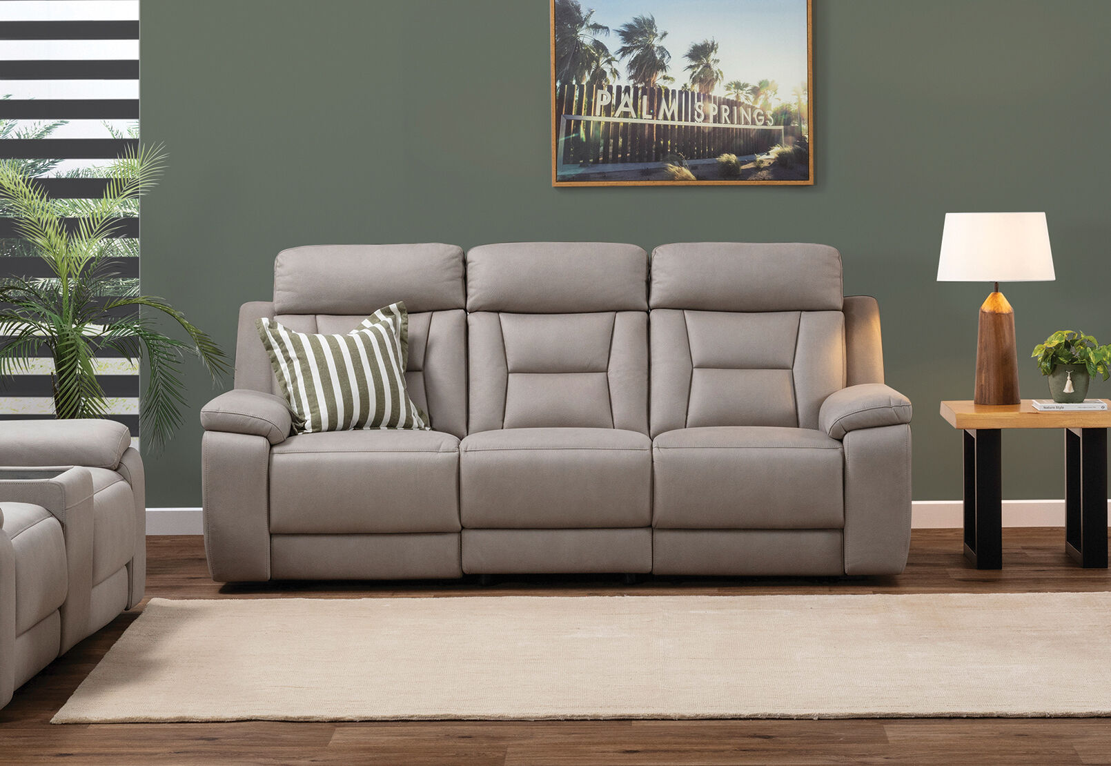 NOVAK FABRIC 3 SEATER LIGHT GREY