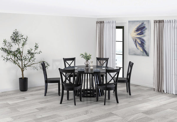TORENTO 7 PIECE DINING SUITE WITH ECHUCA CHAIRS  BLACK