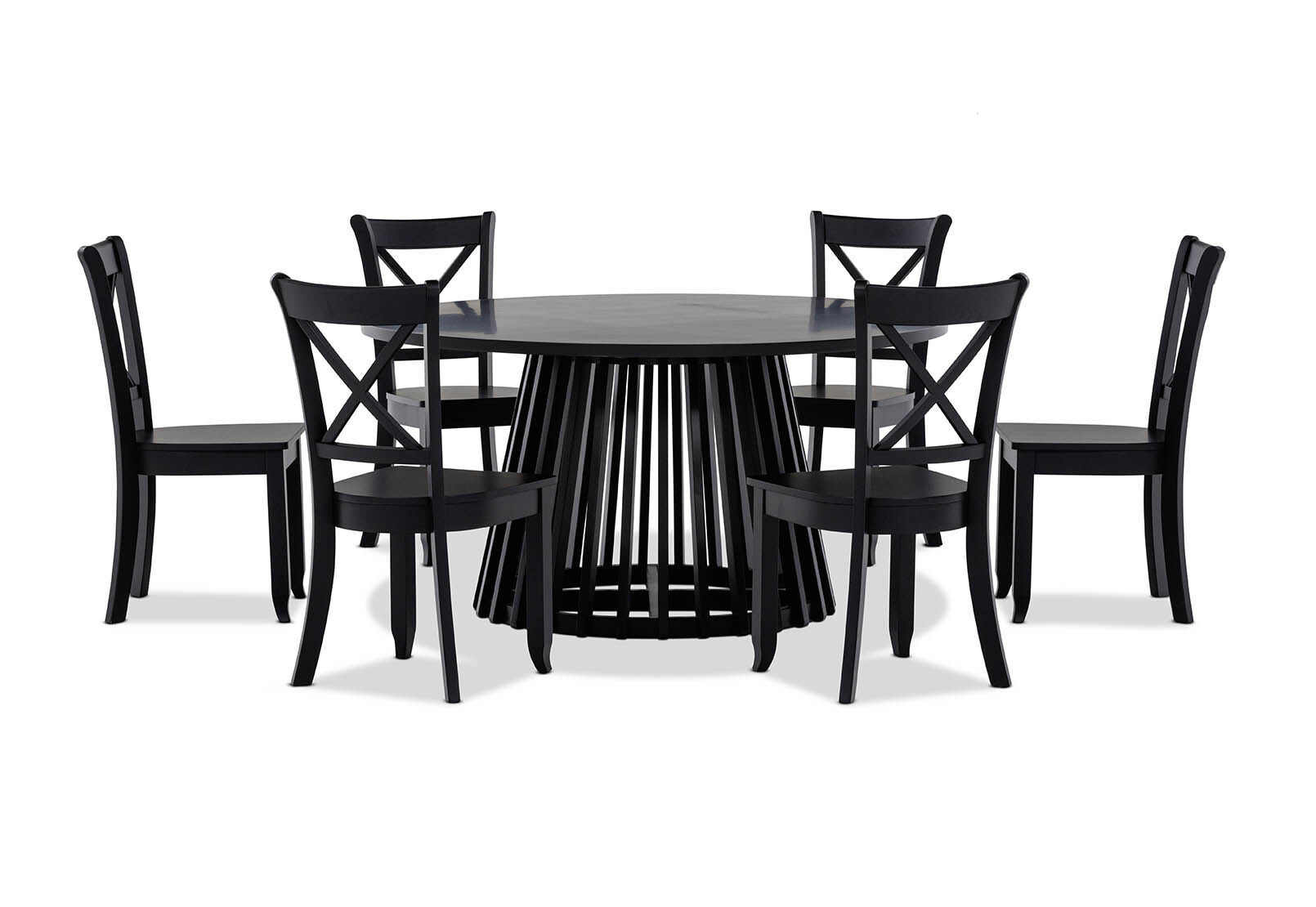 TORENTO 7 PIECE DINING SUITE WITH ECHUCA CHAIRS  BLACK
