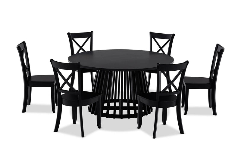 TORENTO 7 PIECE DINING SUITE WITH ECHUCA CHAIRS  BLACK