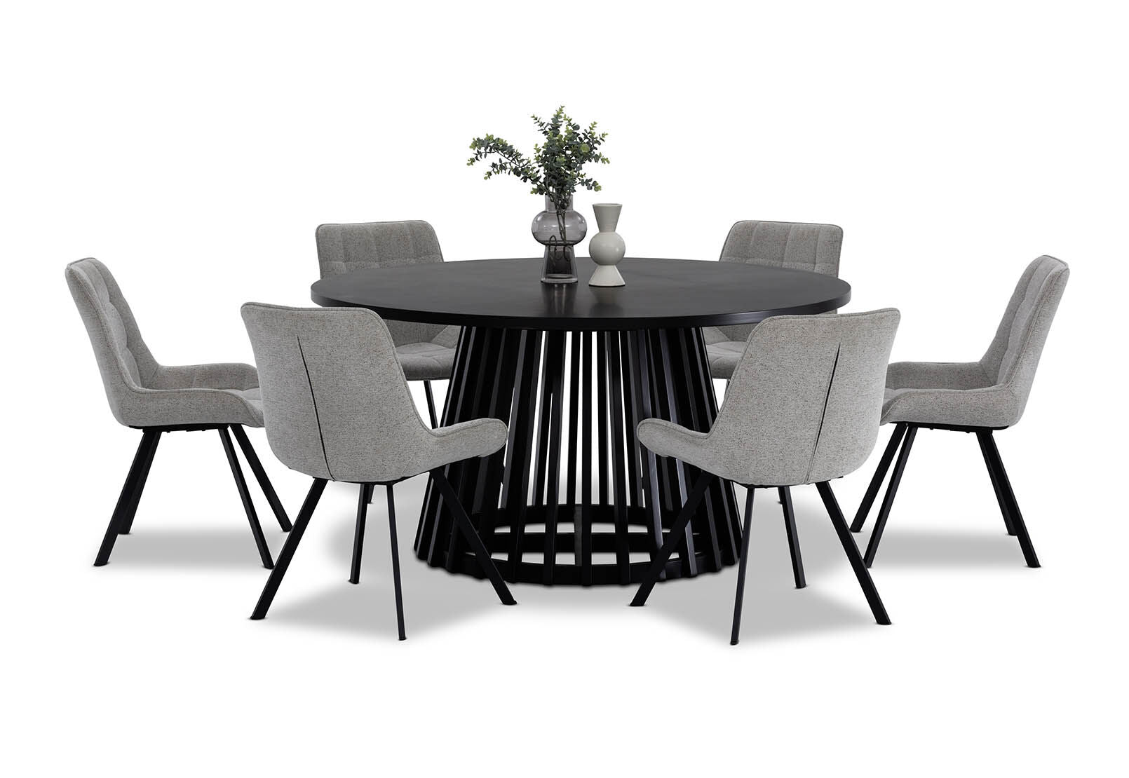 TORENTO 7 PIECE DINING SUITE WITH ARABELLA CHAIRS.  GREY