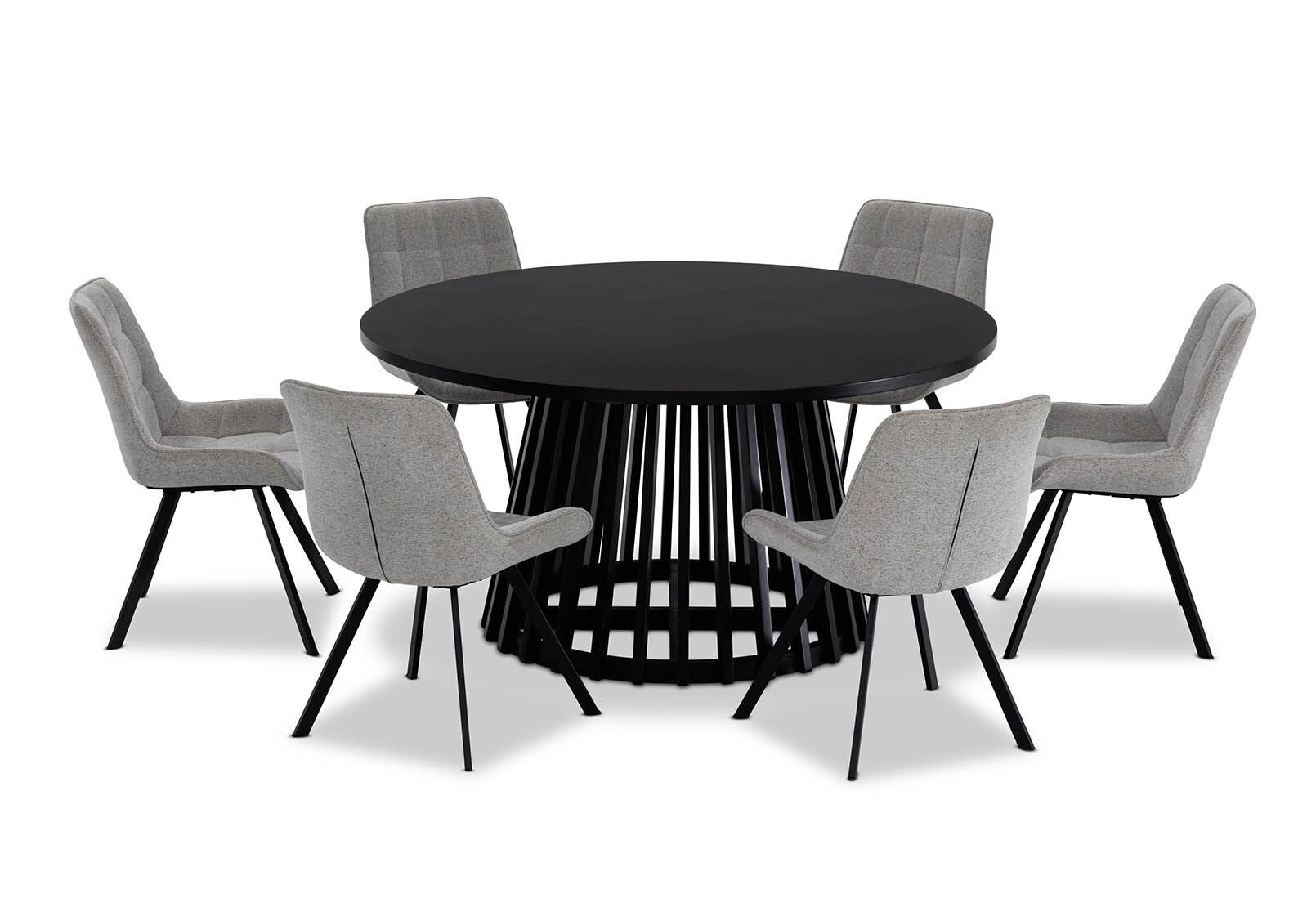 TORENTO 7 PIECE DINING SUITE WITH ARABELLA CHAIRS.  GREY