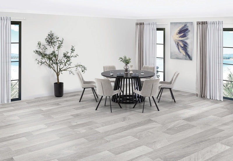 TORENTO 7 PIECE DINING SUITE WITH ARABELLA CHAIRS.  GREY