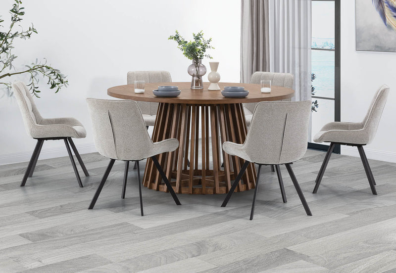 TORENTO 7 PIECE WITH ARABELLA CHAIRS  WALNUT/ GREY
