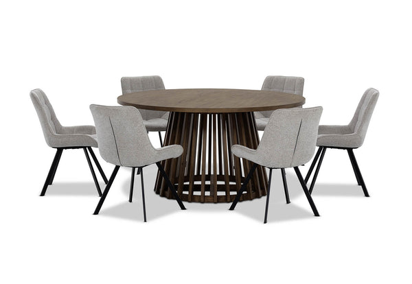 TORENTO 7 PIECE WITH ARABELLA CHAIRS  WALNUT/ GREY