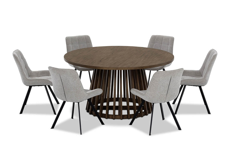 TORENTO 7 PIECE WITH ARABELLA CHAIRS  WALNUT/ GREY