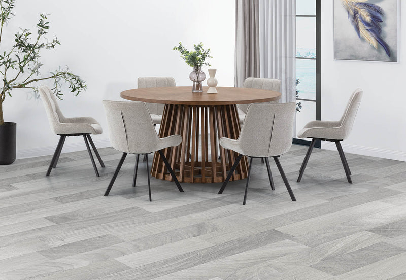 TORENTO 7 PIECE WITH ARABELLA CHAIRS  WALNUT/ GREY