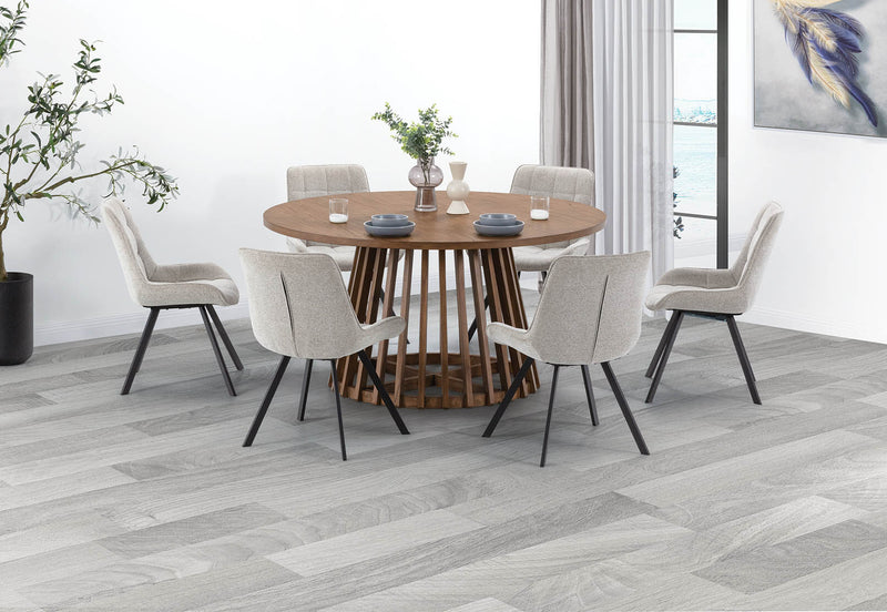 TORENTO 7 PIECE WITH ARABELLA CHAIRS  WALNUT/ GREY