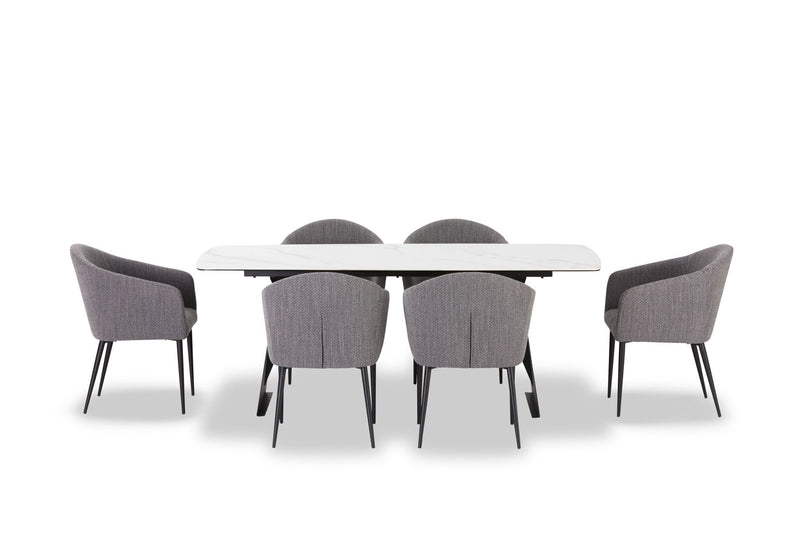 MACKINLEY 7 PIECE DINING SUITE  WHITE