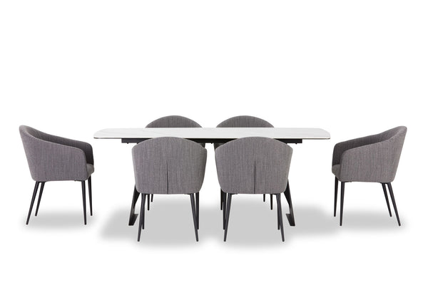 MACKINLEY 7 PIECE DINING SUITE  WHITE