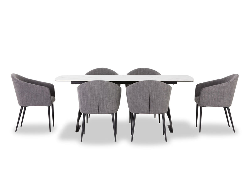 MACKINLEY 7 PIECE DINING SUITE  WHITE