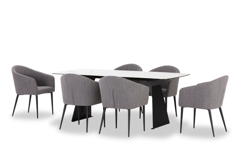 MACKINLEY 7 PIECE DINING SUITE  WHITE