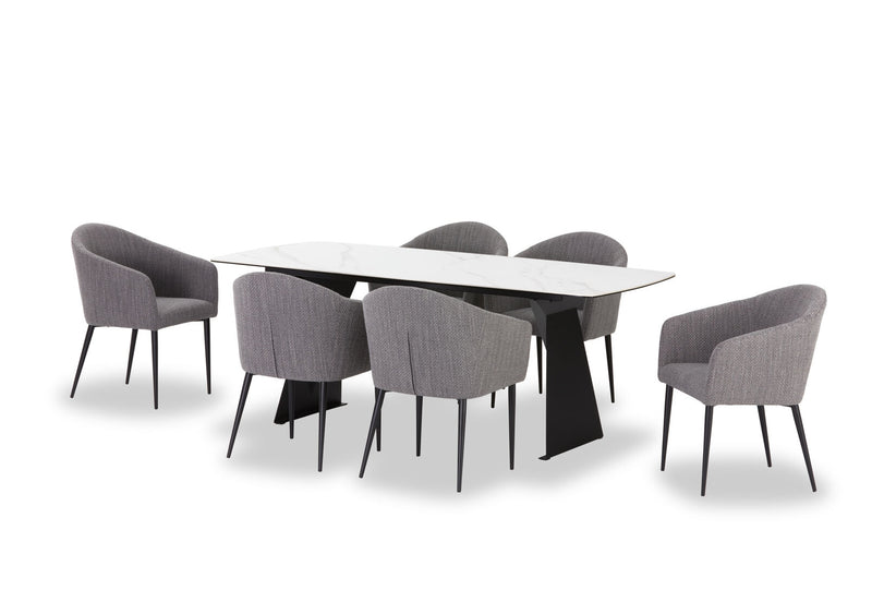 MACKINLEY 7 PIECE DINING SUITE  WHITE