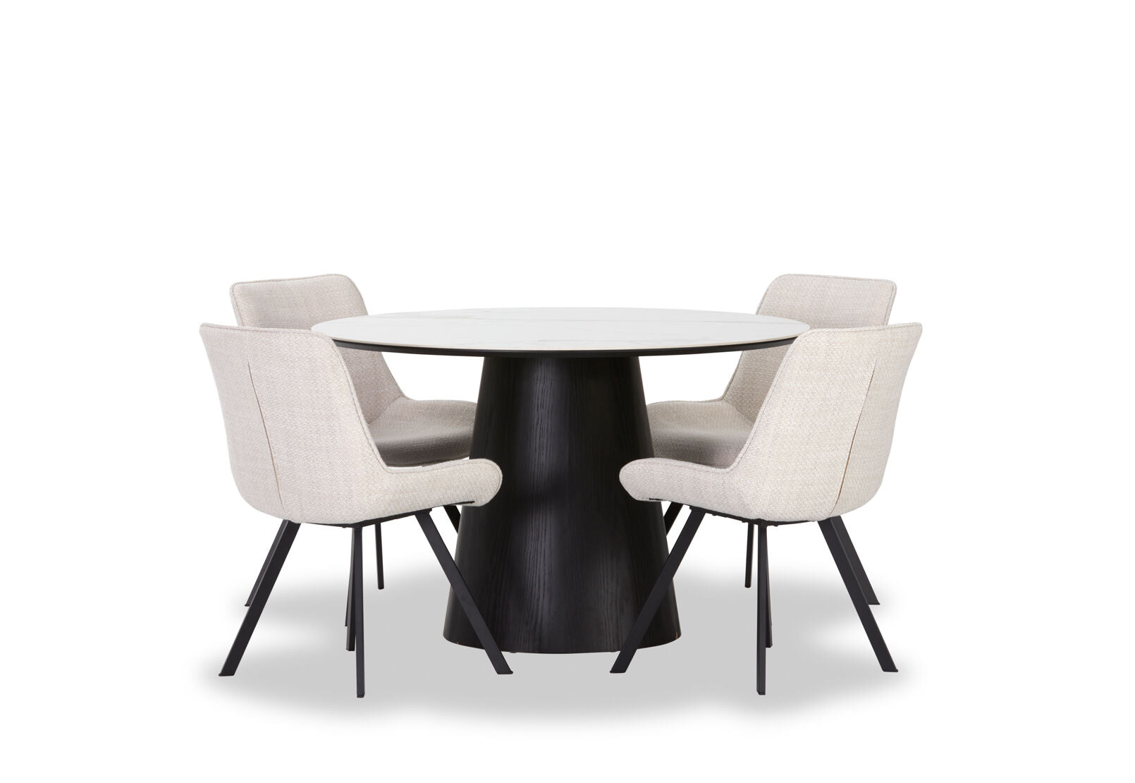 THANOS 5 PIECE CERAMIC DINING SUITE WITH VESTA CHAIRS WHITE