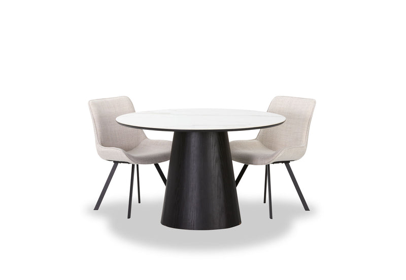 THANOS 5 PIECE CERAMIC DINING SUITE WITH VESTA CHAIRS WHITE