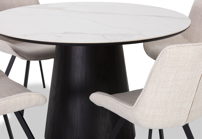 THANOS 5 PIECE CERAMIC DINING SUITE WITH VESTA CHAIRS WHITE