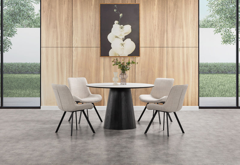 THANOS 5 PIECE CERAMIC DINING SUITE WITH VESTA CHAIRS WHITE