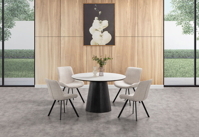 THANOS 5 PIECE CERAMIC DINING SUITE WITH VESTA CHAIRS WHITE