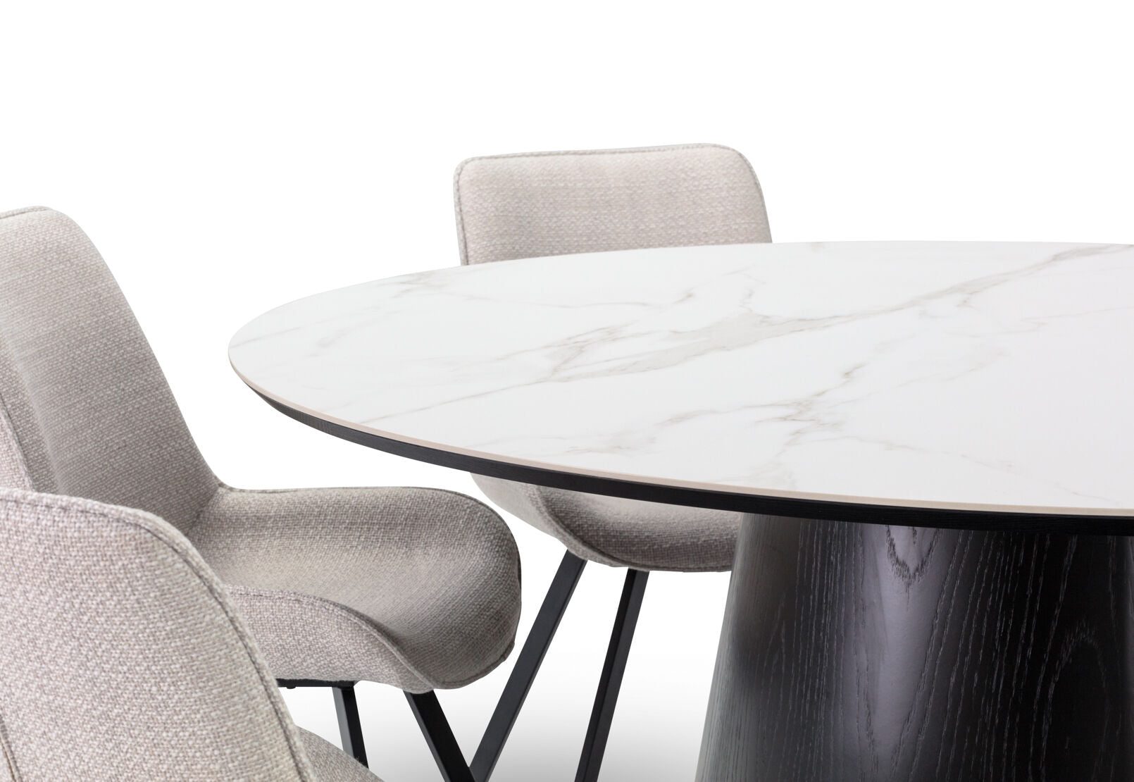 THANOS 7 PIECE CERAMIC DINING SUITE WITH VESTA CHAIRS  WHITE