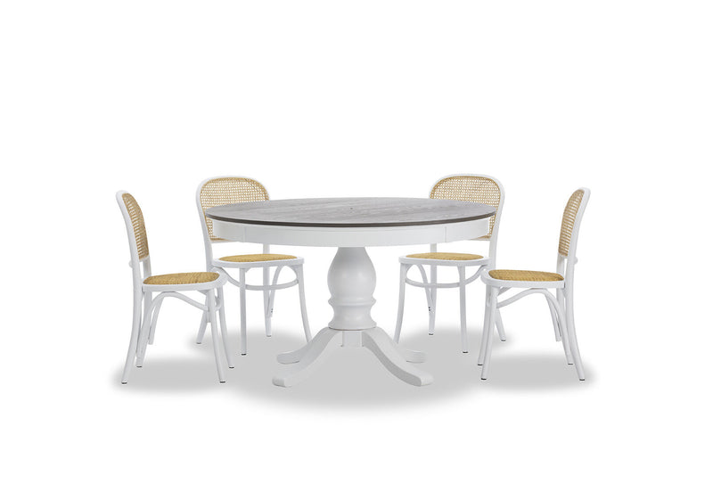 MARSEILLE MK2 5 PIECE DINING SUITE WITH TOULOUSE DINING CHAIRS. WHITE