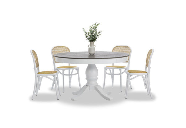 MARSEILLE MK2 5 PIECE DINING SUITE WITH TOULOUSE DINING CHAIRS. WHITE