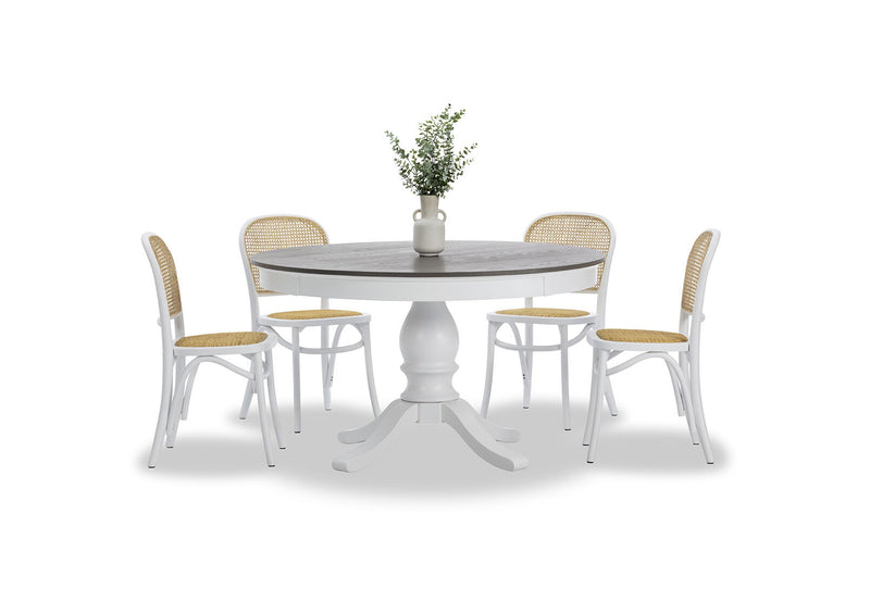 MARSEILLE MK2 5 PIECE DINING SUITE WITH TOULOUSE DINING CHAIRS. WHITE