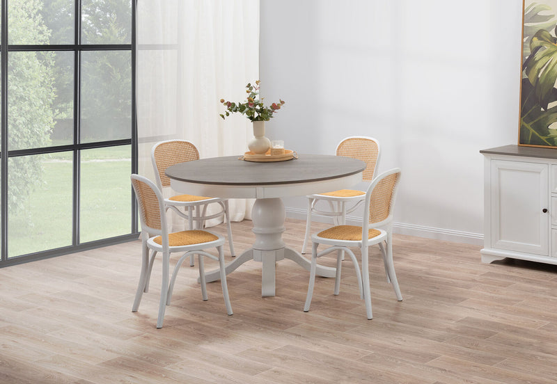MARSEILLE MK2 5 PIECE DINING SUITE WITH TOULOUSE DINING CHAIRS. WHITE
