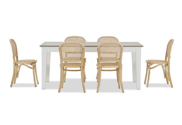 MARSEILLE 7 PIECE DINING SUITE WITH TOULOUSE DINING CHAIRS  NATURAL