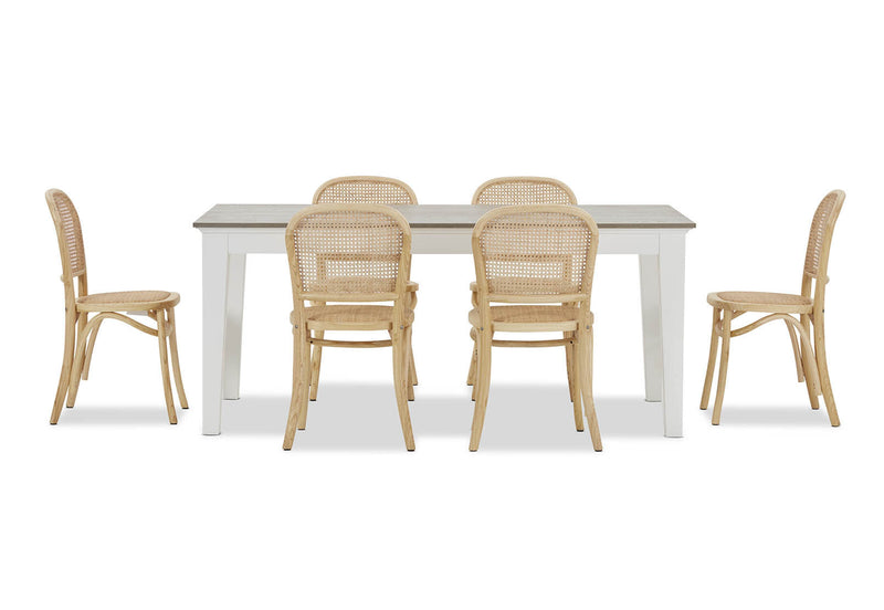 MARSEILLE 7 PIECE DINING SUITE WITH TOULOUSE DINING CHAIRS  NATURAL