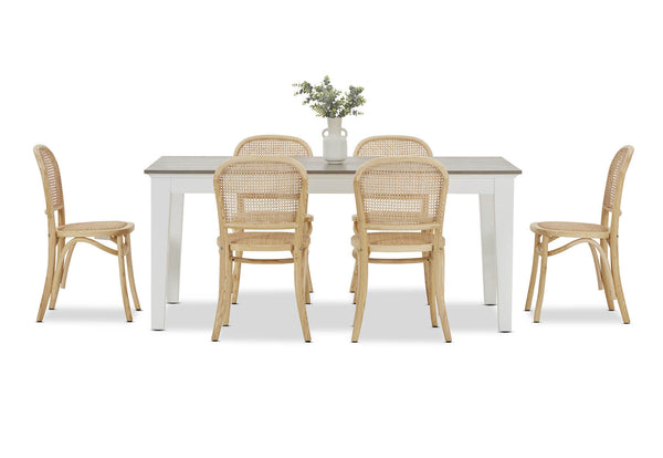 MARSEILLE 7 PIECE DINING SUITE WITH TOULOUSE DINING CHAIRS  NATURAL