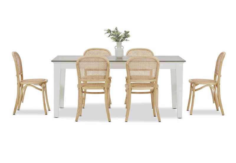 MARSEILLE 7 PIECE DINING SUITE WITH TOULOUSE DINING CHAIRS  NATURAL