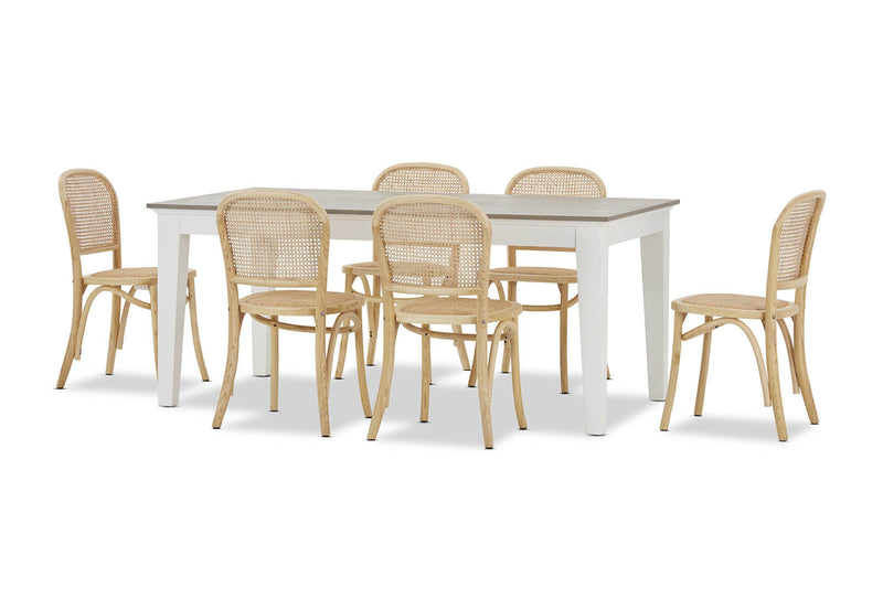 MARSEILLE 7 PIECE DINING SUITE WITH TOULOUSE DINING CHAIRS  NATURAL