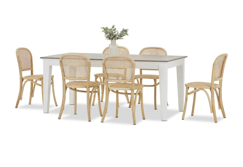 MARSEILLE 7 PIECE DINING SUITE WITH TOULOUSE DINING CHAIRS  NATURAL