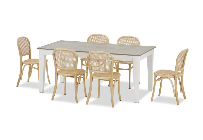 MARSEILLE 7 PIECE DINING SUITE WITH TOULOUSE DINING CHAIRS  NATURAL