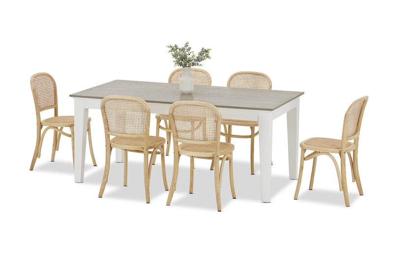 MARSEILLE 7 PIECE DINING SUITE WITH TOULOUSE DINING CHAIRS  NATURAL