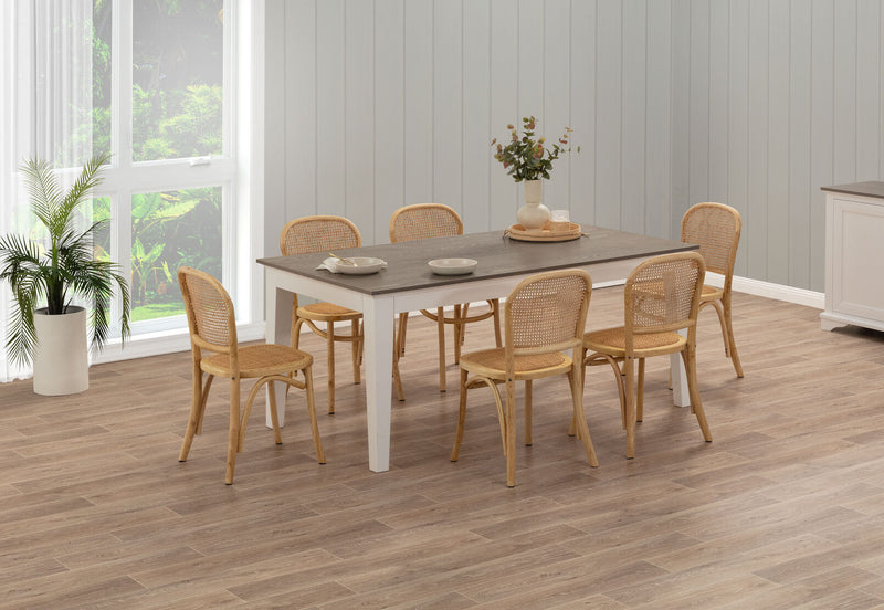 MARSEILLE 7 PIECE DINING SUITE WITH TOULOUSE DINING CHAIRS  NATURAL
