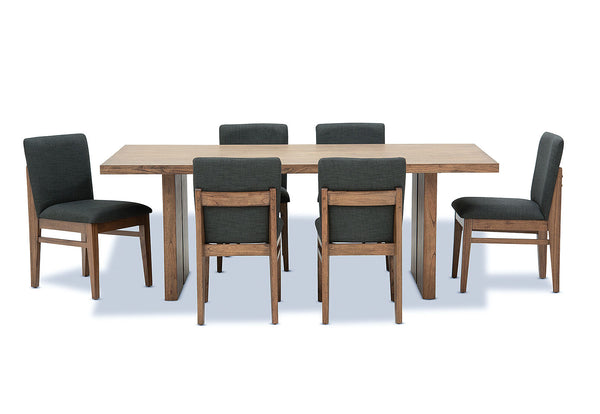 SORVINO 7 PIECE DINING SUITE.  CHARCOAL
