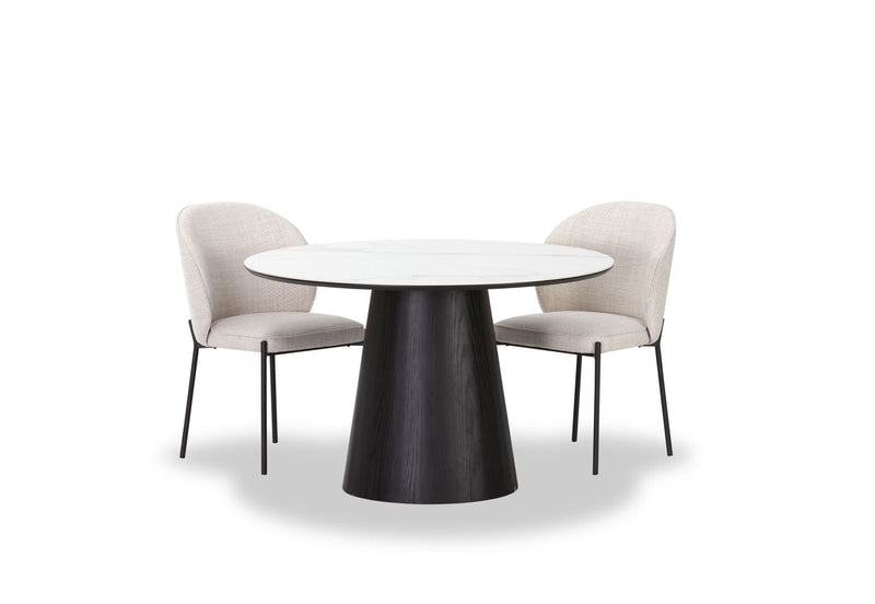 THANOS 5 PIECE CERAMIC DINING SUITE WITH FIDEL CHAIRS WHITE