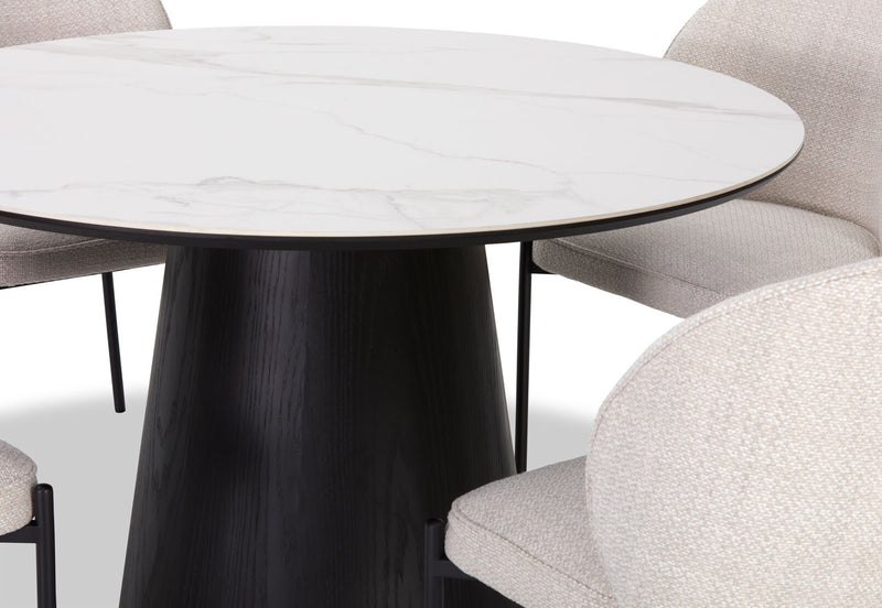 THANOS 5 PIECE CERAMIC DINING SUITE WITH FIDEL CHAIRS WHITE