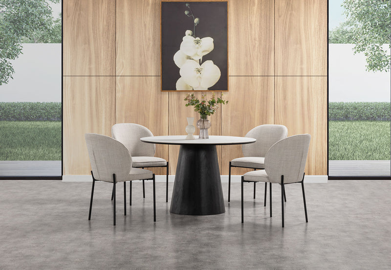 THANOS 5 PIECE CERAMIC DINING SUITE WITH FIDEL CHAIRS WHITE
