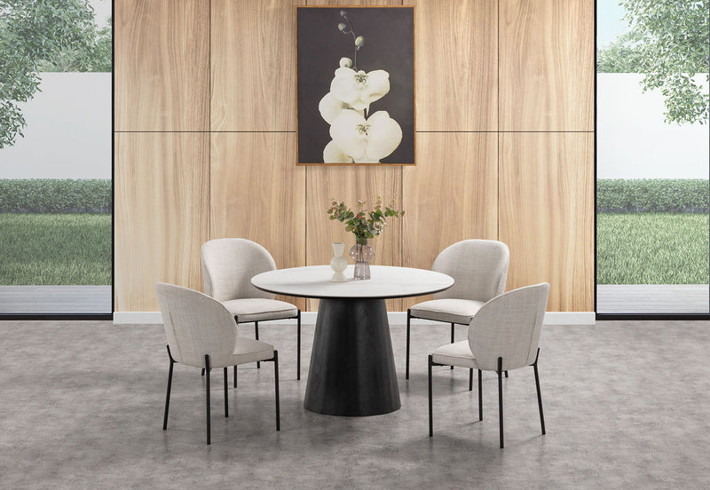 THANOS 5 PIECE CERAMIC DINING SUITE WITH FIDEL CHAIRS WHITE