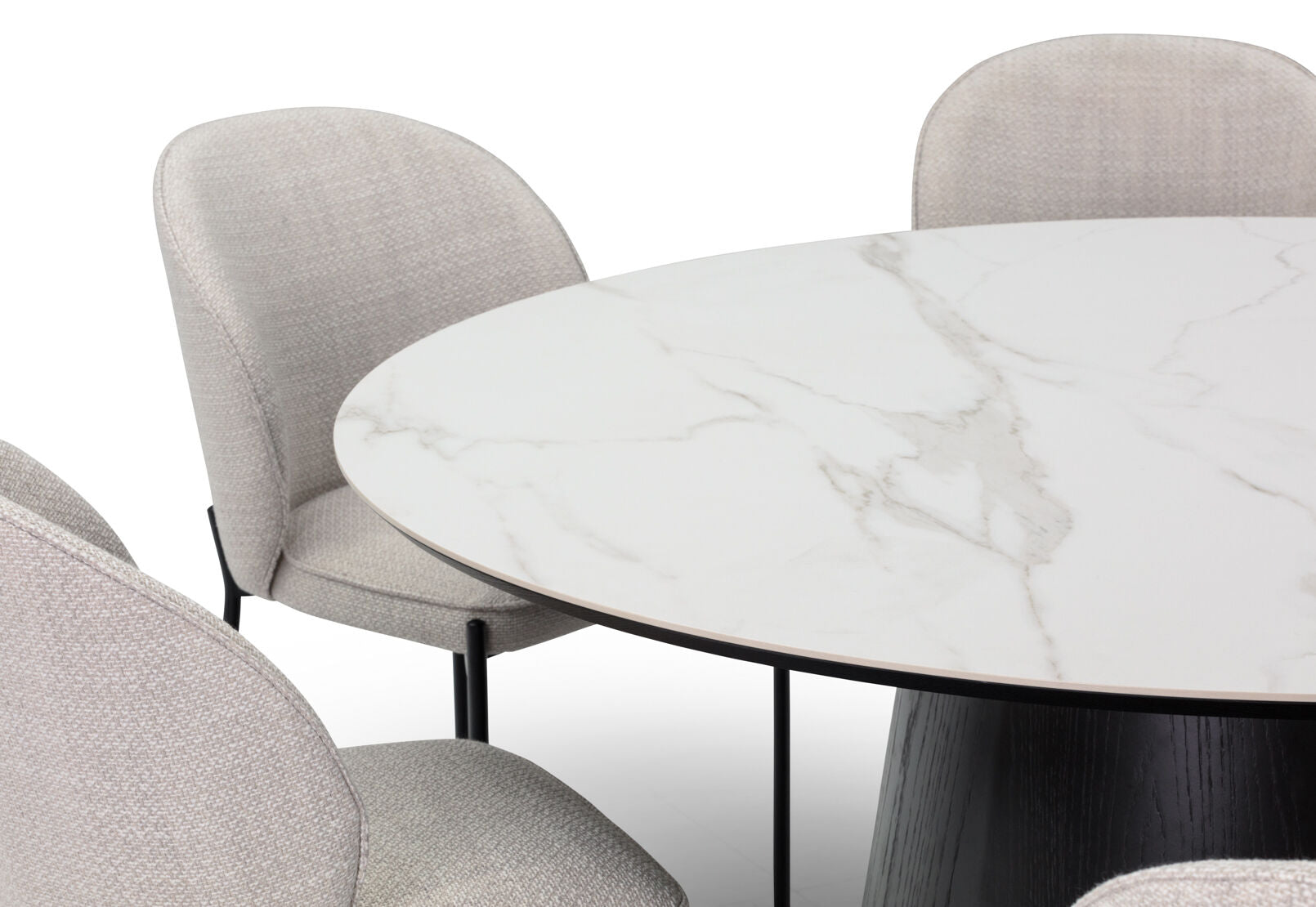 THANOS 7 PIECE CERAMIC TOP DINING SUITE WITH FIDEL CHAIRS  WHITE