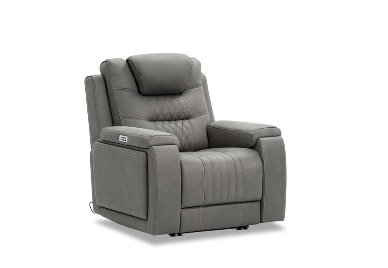 AGASSI FABRIC ELECTRIC RECLINER DARK GREY