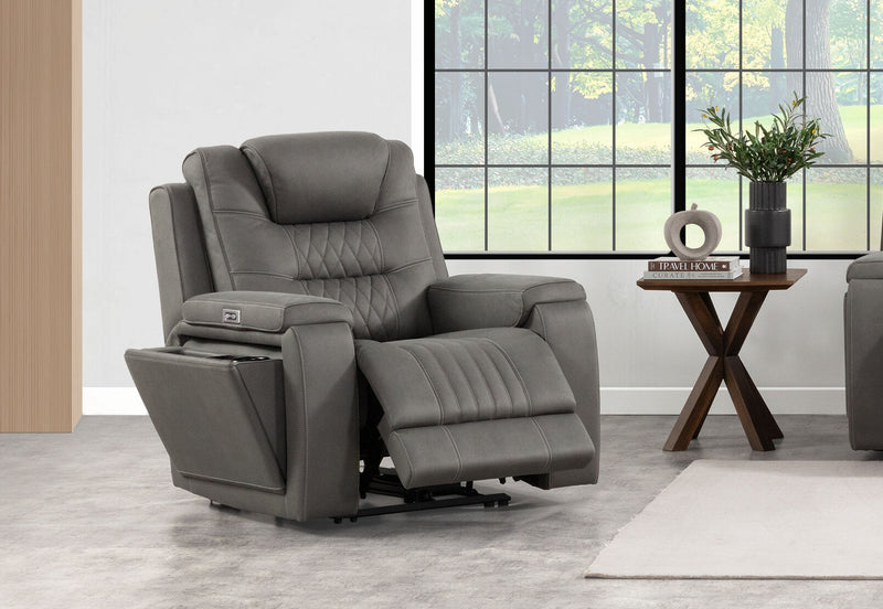 AGASSI FABRIC ELECTRIC RECLINER DARK GREY