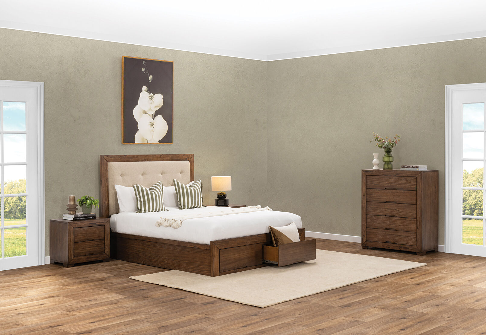 BOGOTA 2 DRAWER KING BED DARK WALNUT